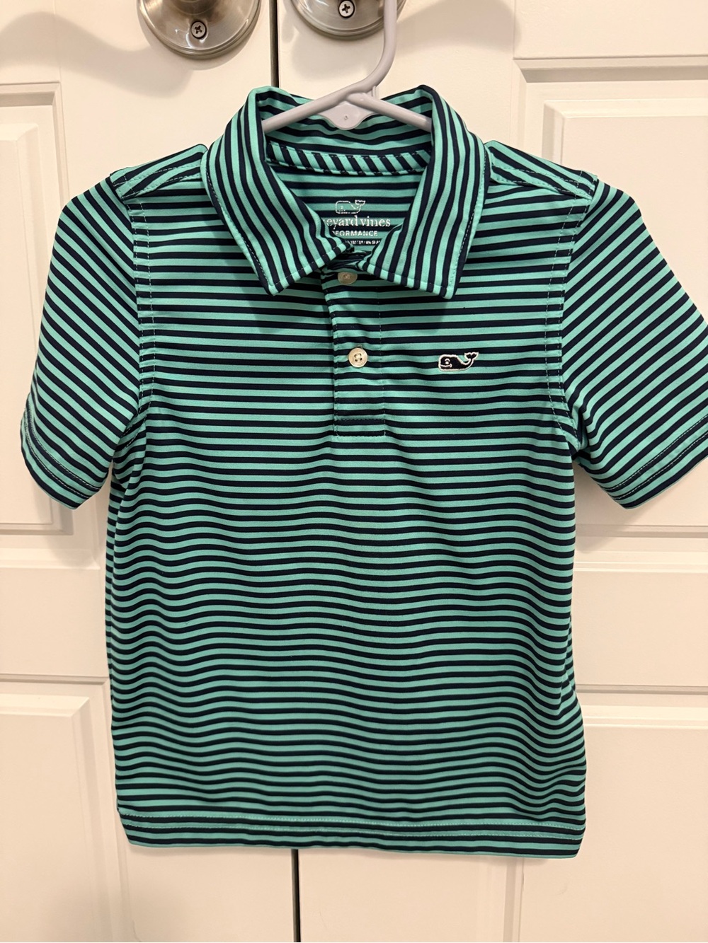 Vineyard Vines Boys' Teal and Navy Striped Polo